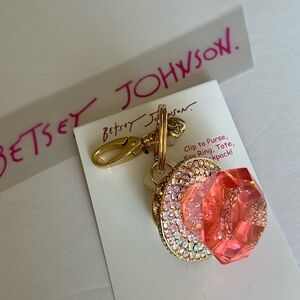 Betsey Johnson large blinged out ring pop key chain handbag charm
